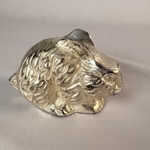 VINTAGE SILVER PLATED DECORATIVE RABBIT FIGURINE MADE IN INDIA